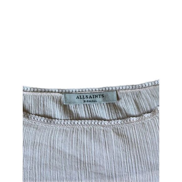 ALLSAINTS Blush Pink Cotton Long Sleeve Ruffled Blouse XS - Picture 4 of 8